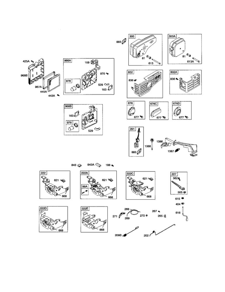 Muffler / Bracket-Control Diagram and Parts List for 122K00 0006-3113 Briggs and Stratton Engine